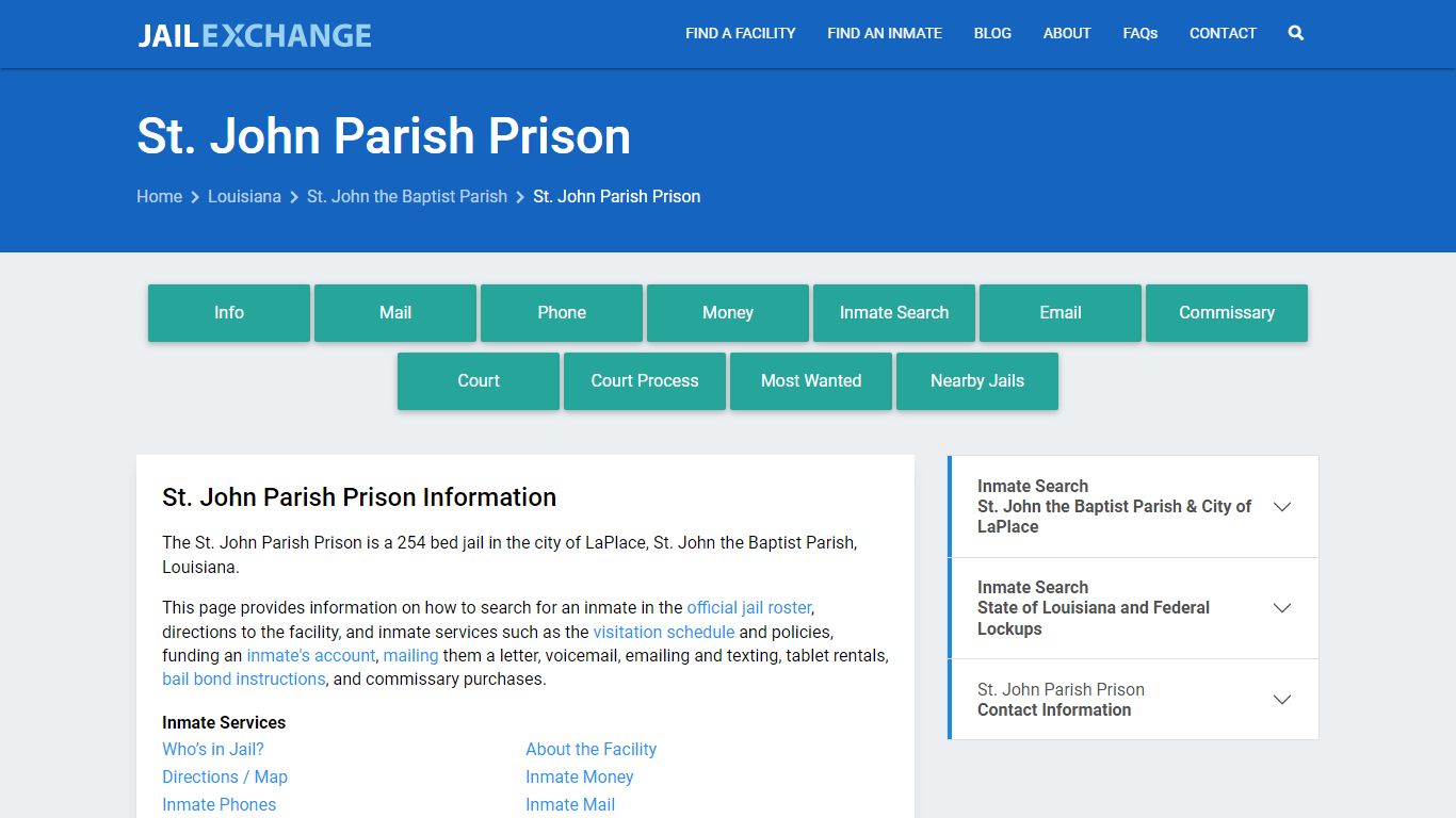 St. John Parish Prison, LA Inmate Search, Information - Jail Exchange