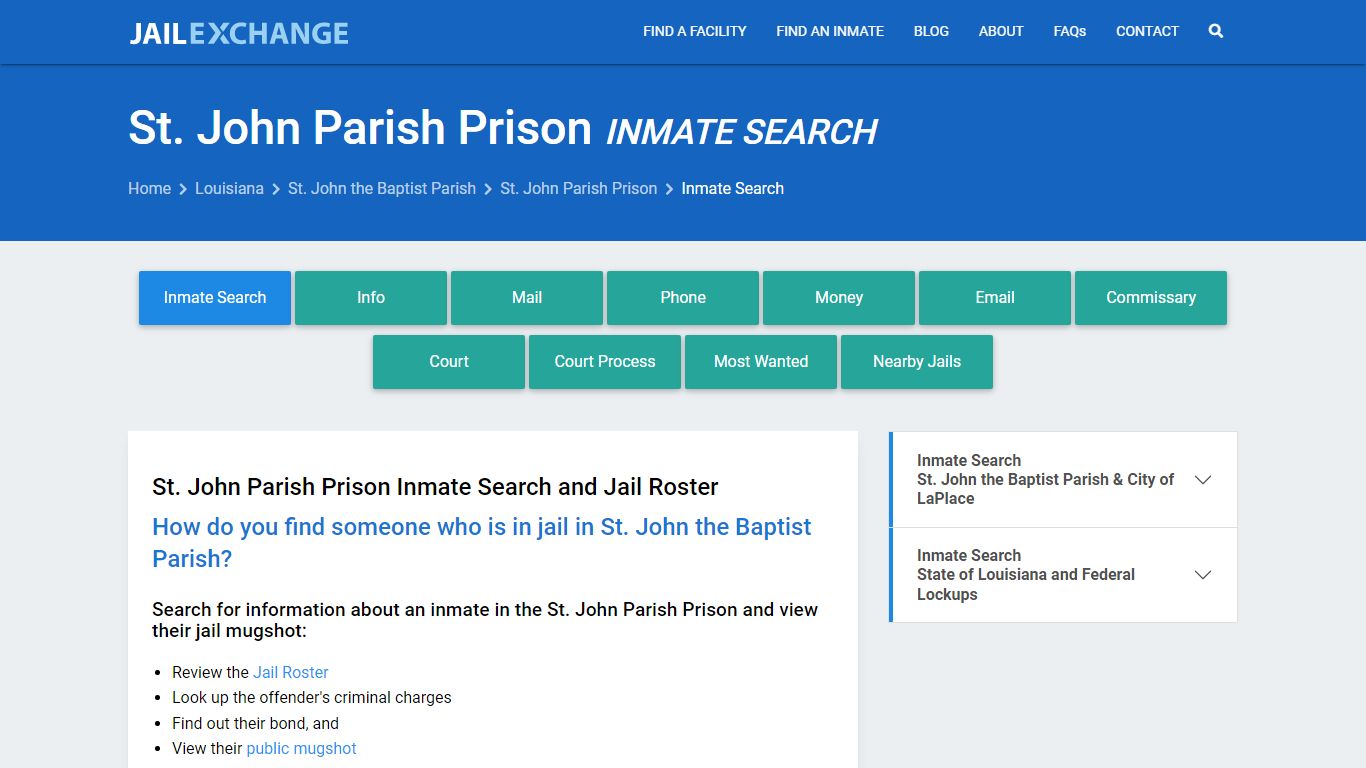 St. John Parish Prison Inmate Search - Jail Exchange